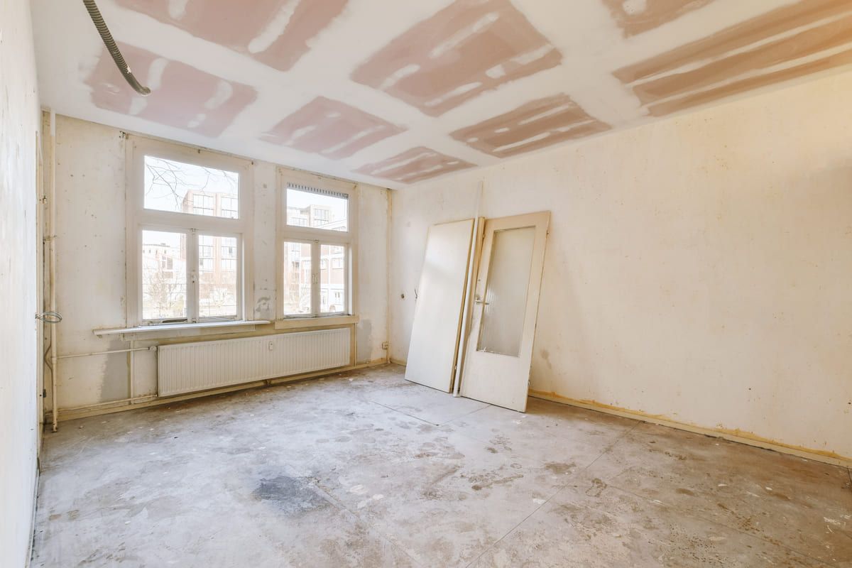 Wooden window in an empty room