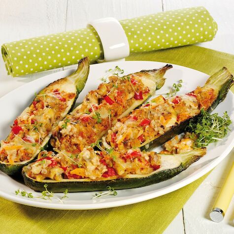 Stuffed zucchini halves