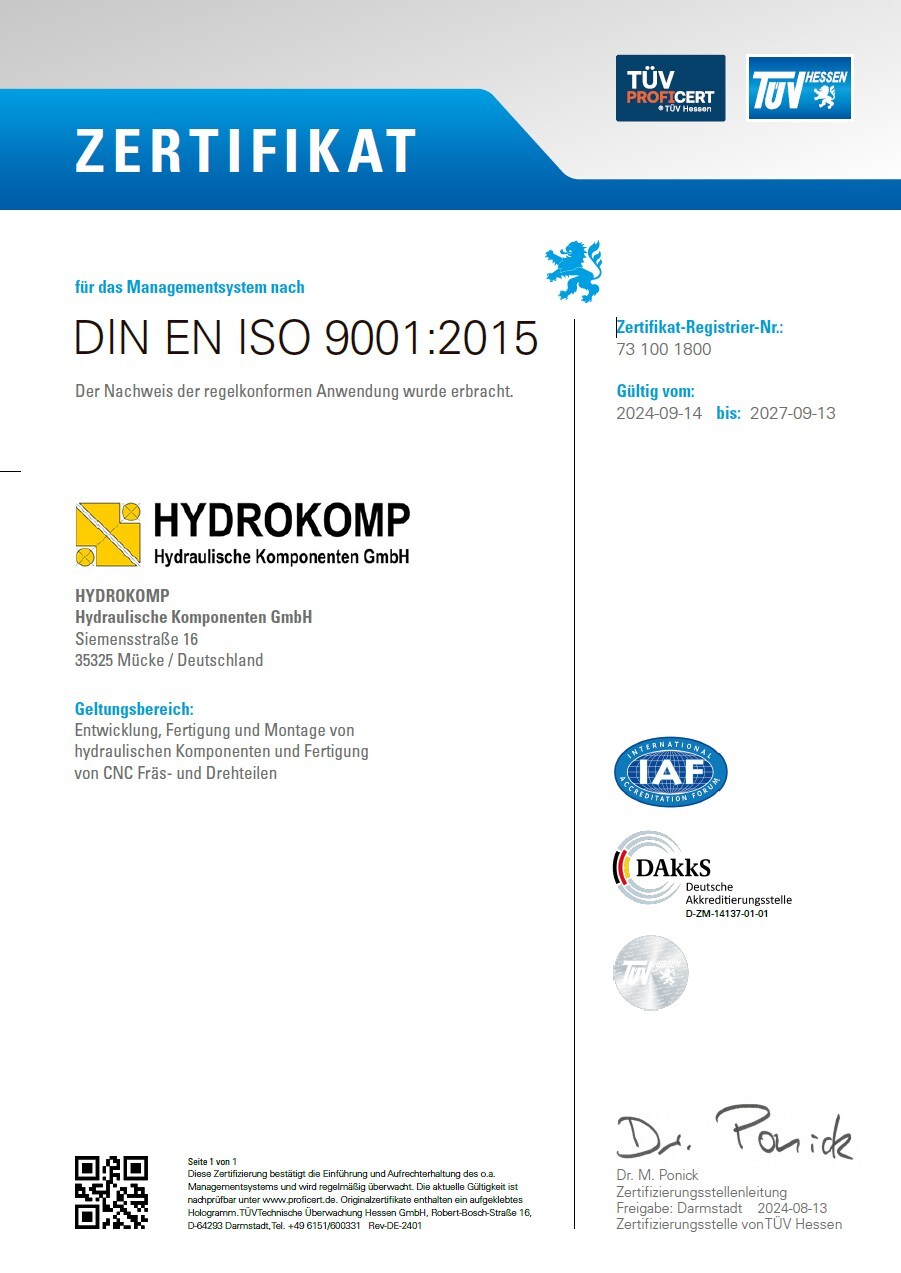 Zertifikat DIN EN ISO 9001:2015