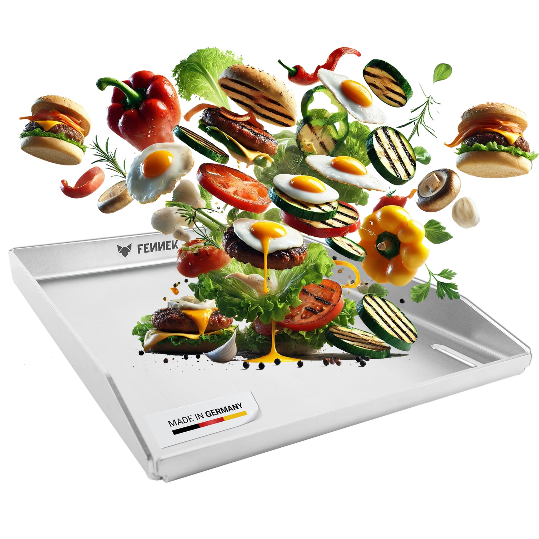 Universal Plancha 40 x 30 x 4 cm mit Vorderkante und Ablaufloch