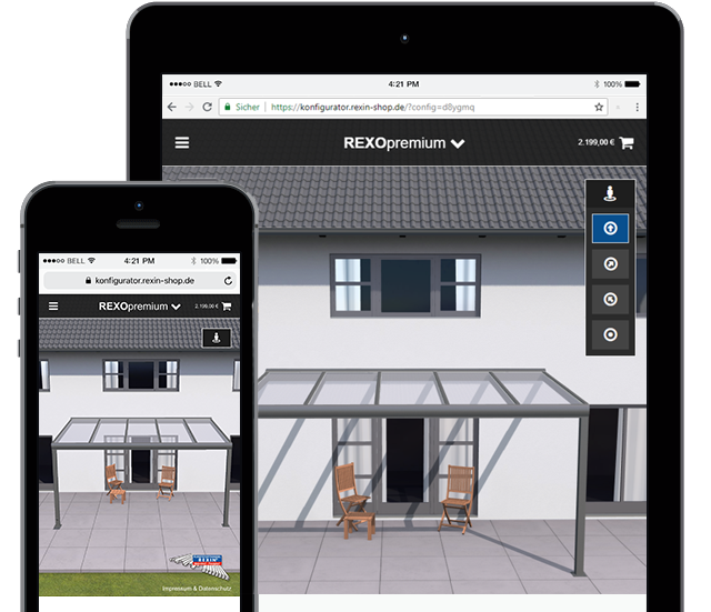 REXIN 3D Terrassendach-Konfigurator