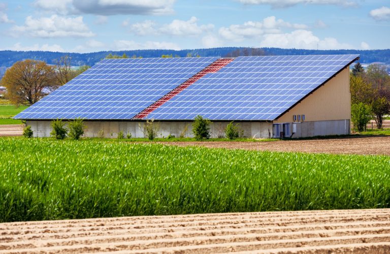 Solar collectors on an agricultural building