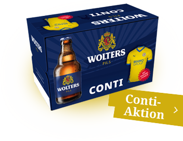 Wolters Pils-Kasten mit Eintracht-Braunschweig-Aktionsetikett