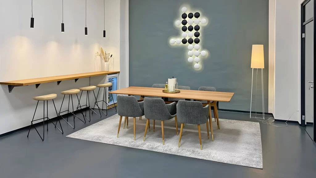 Modernly furnished dining area