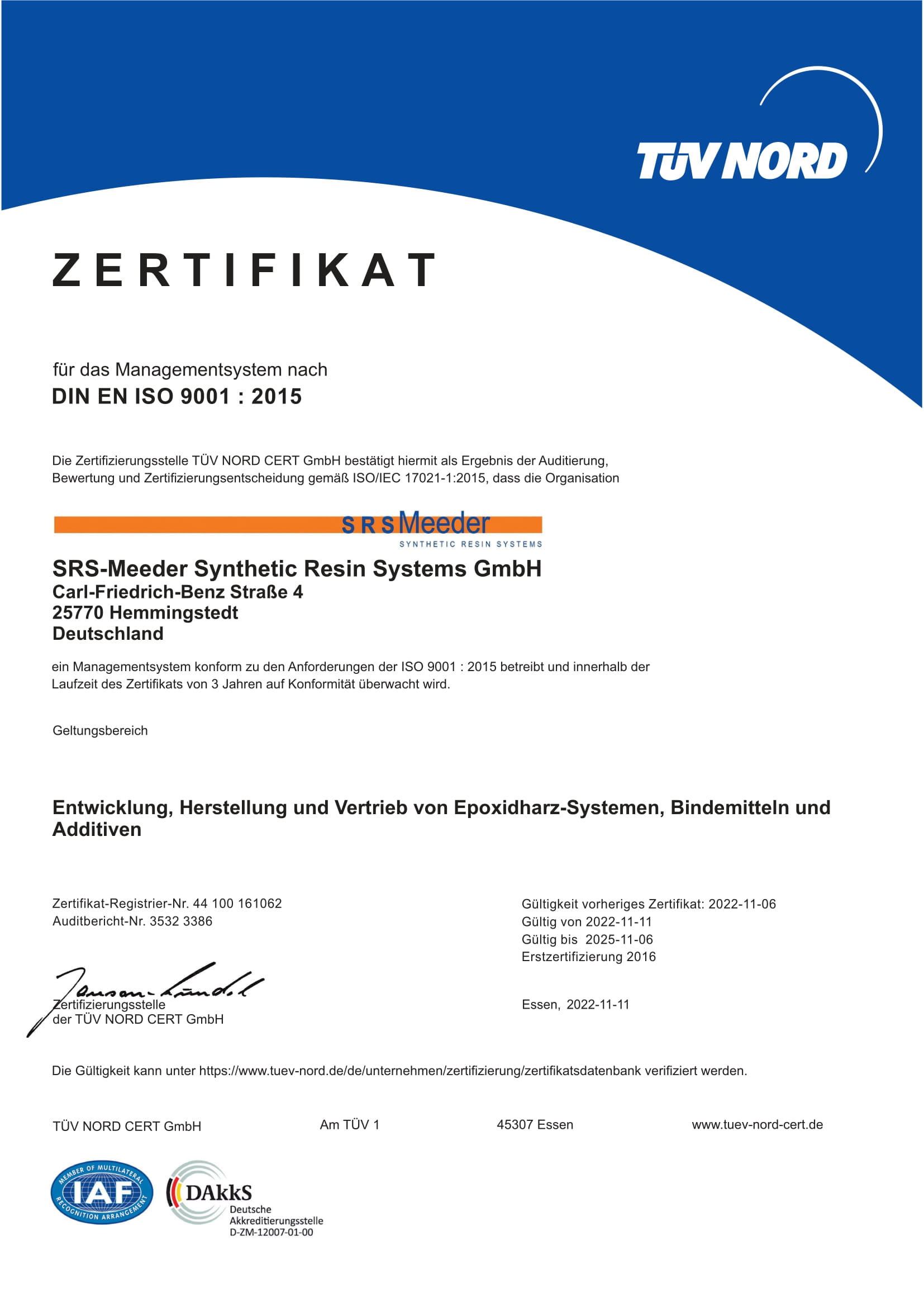 Zertifikat DIN EN ISO 9001:2015