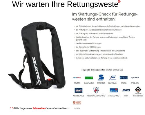 Wartung von Rettungswesten