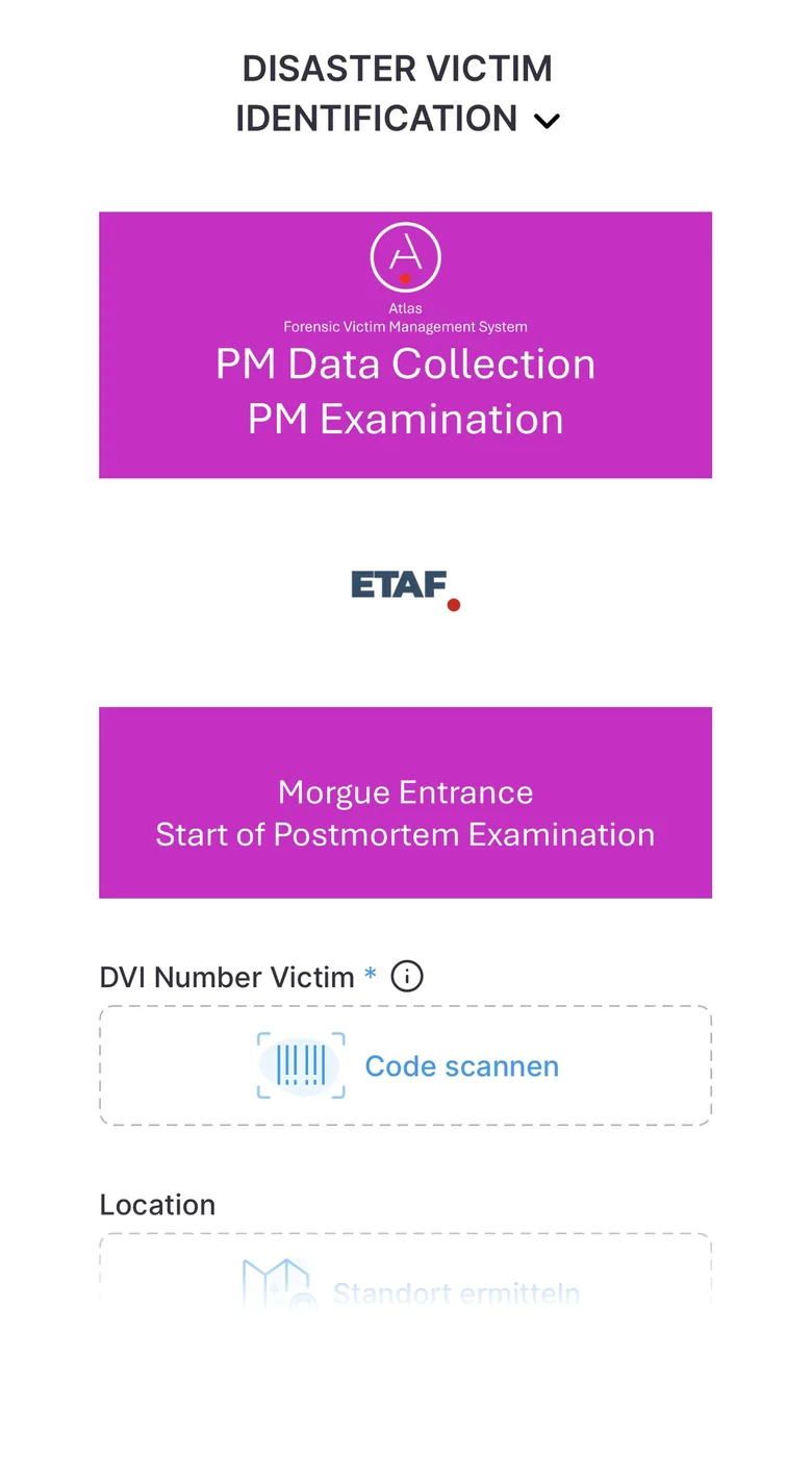 Atlas App auf dem Smartphone: Post-mortem-Untersuchung mit UFN-Scan