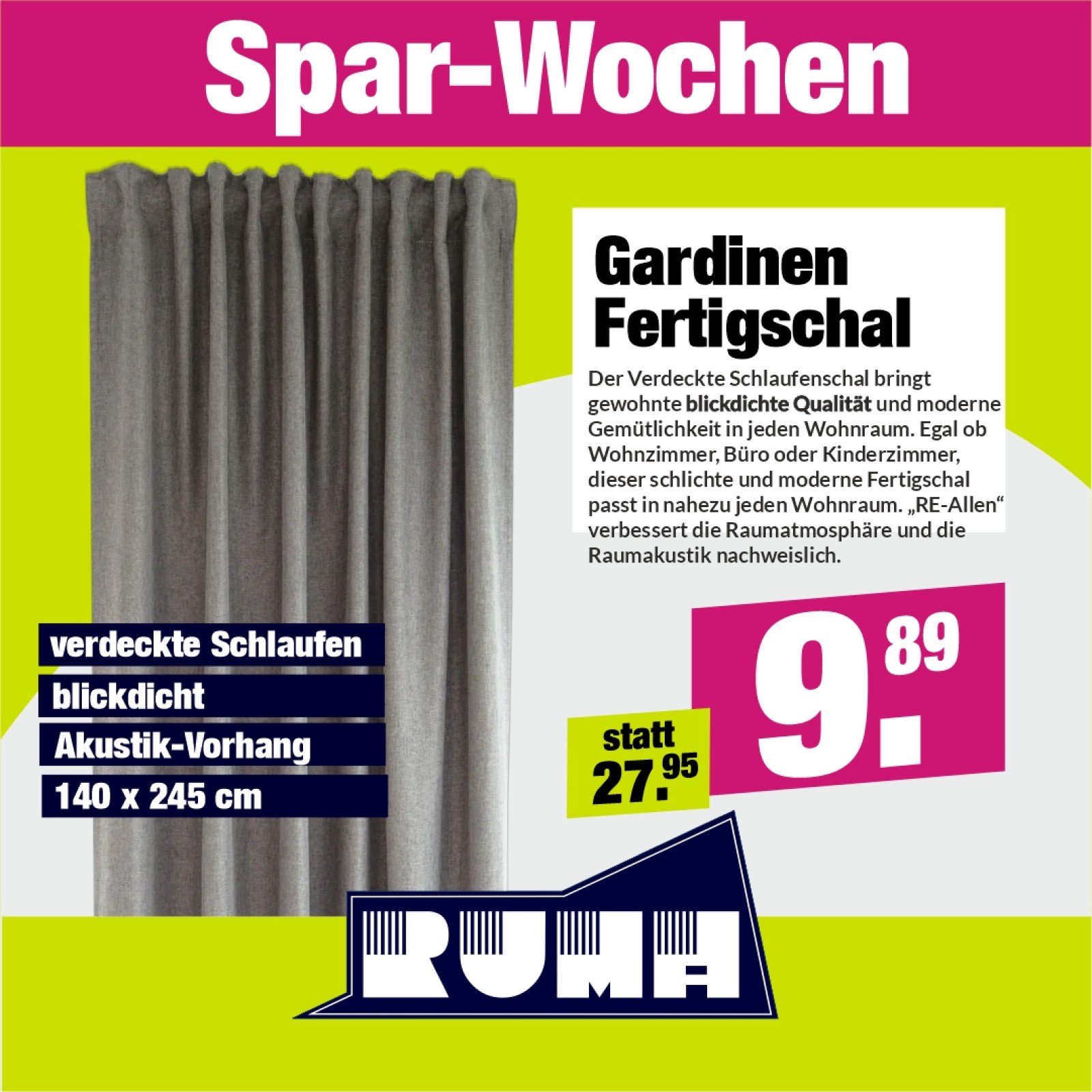 Opaque ready-made curtain