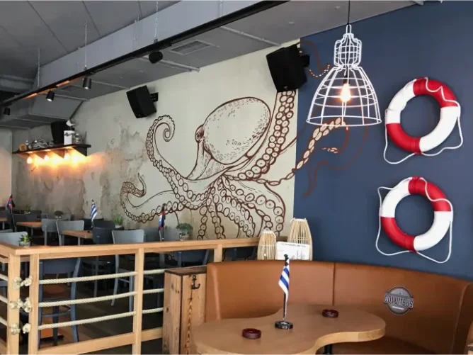 Floor and wall design for gastronomy