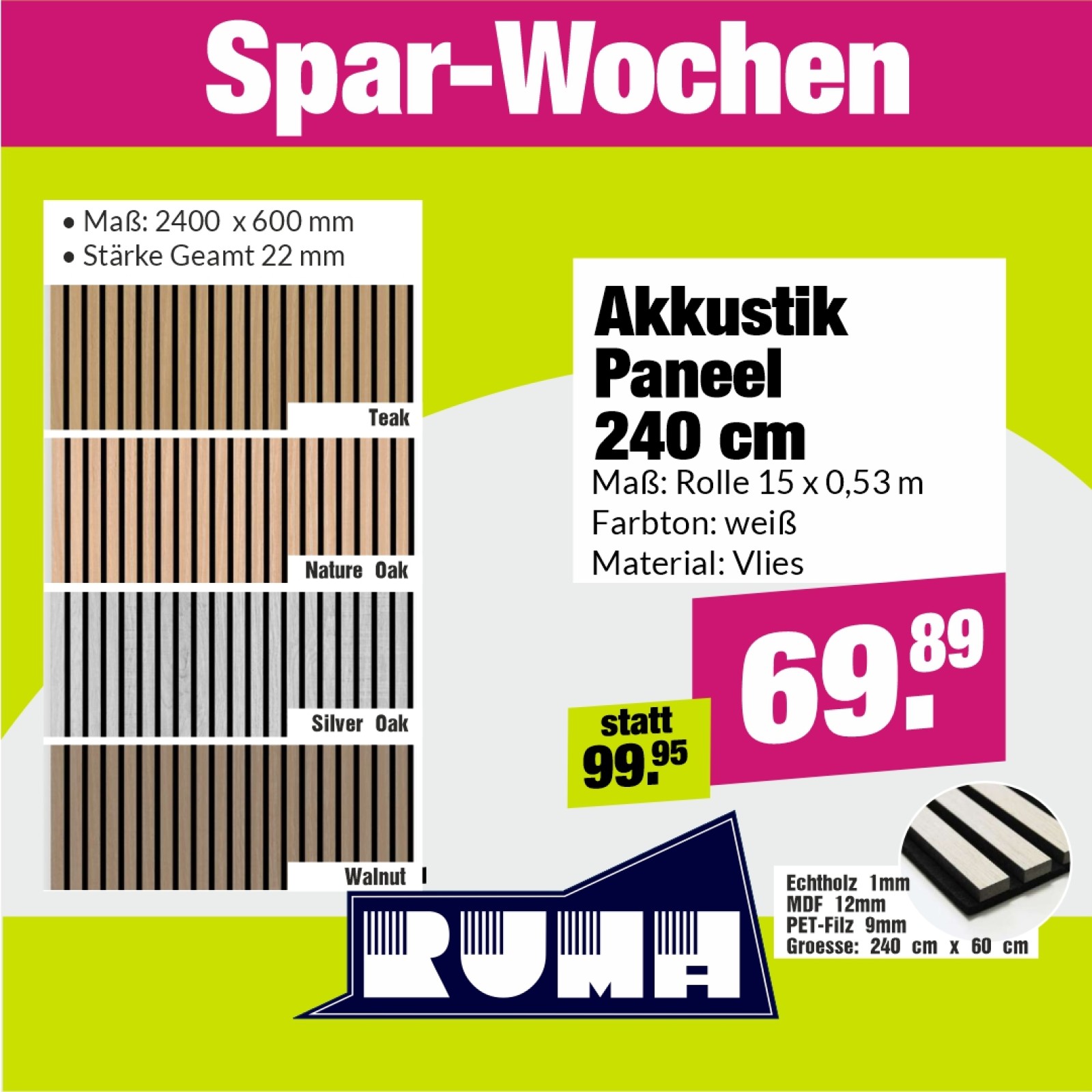 Acoustic panel 240 cm