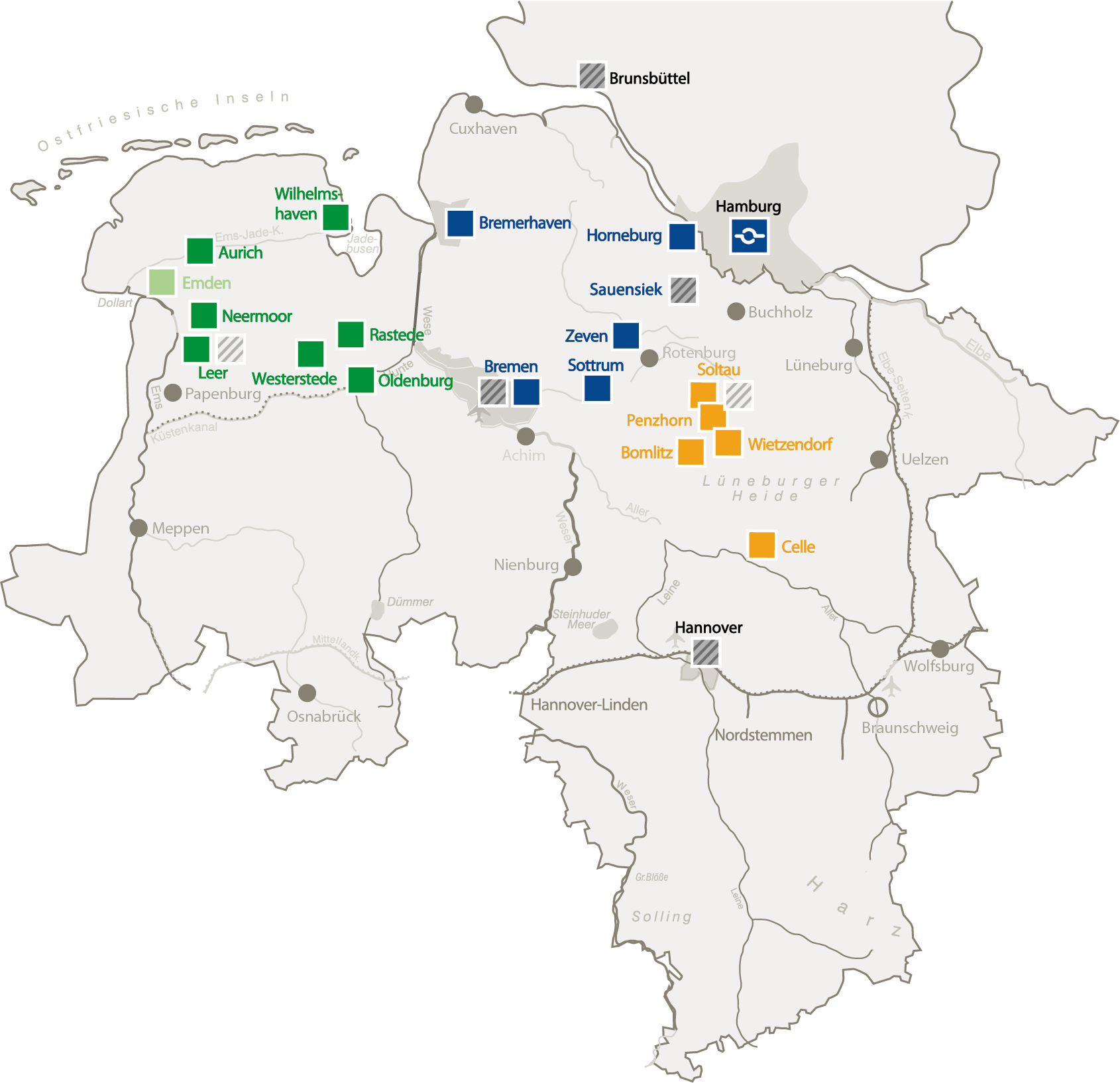Standorte der Fertigbeton von Saldern (Stand 2026)