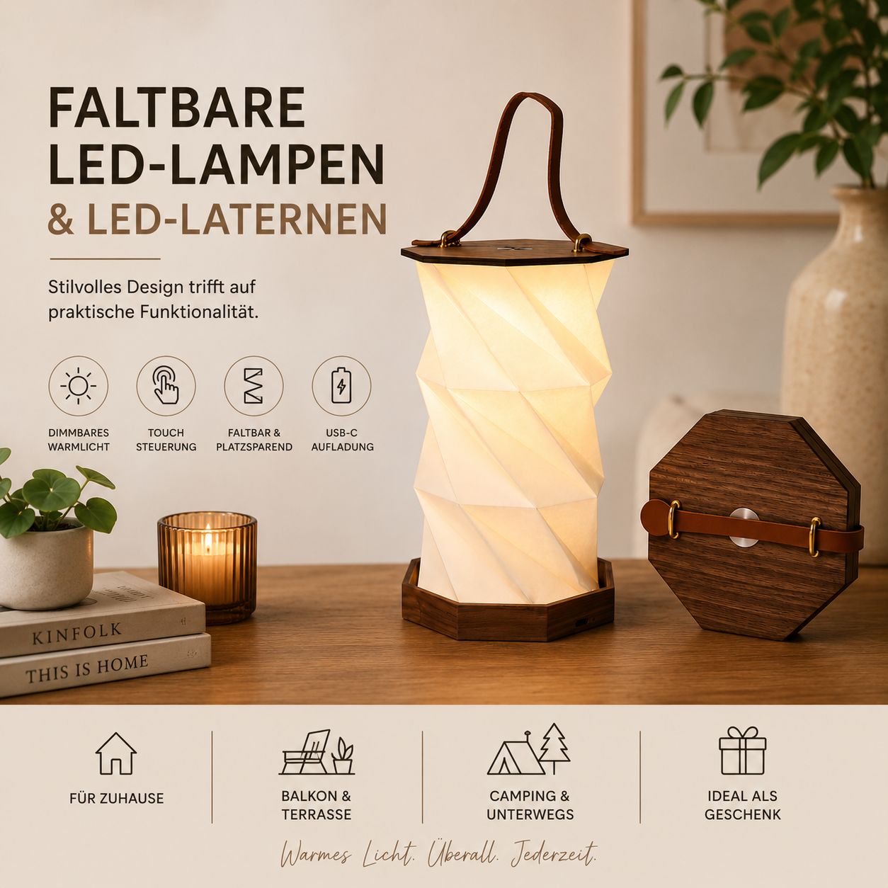 Faltbare LED-Laterne Timber