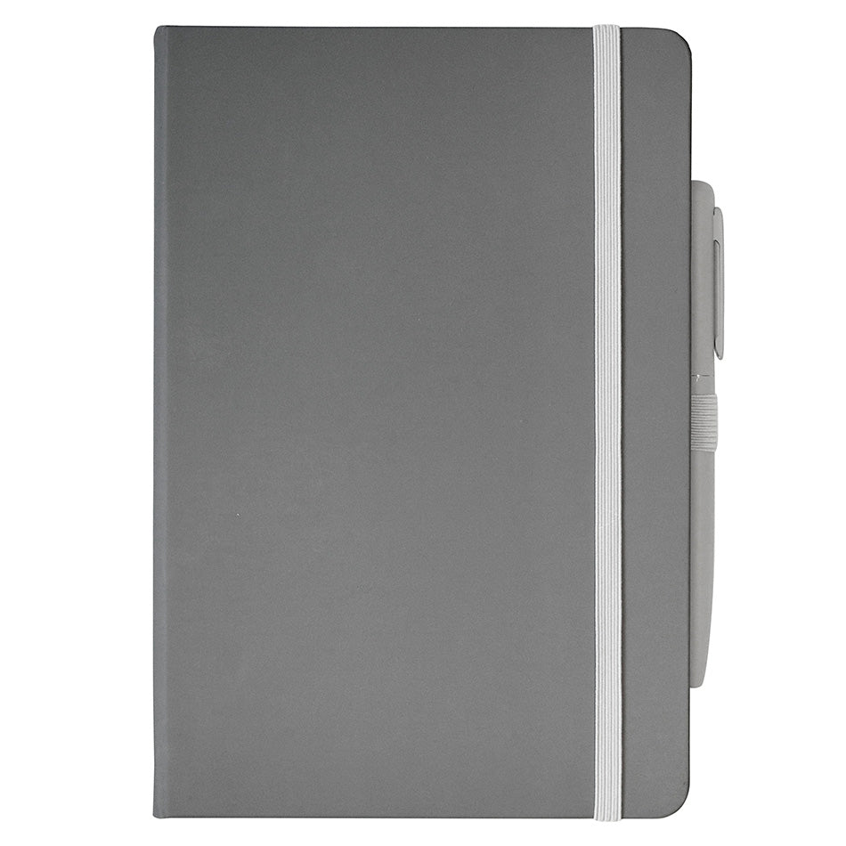 A5-Notizbuch grau mit Gummibandverschluss
