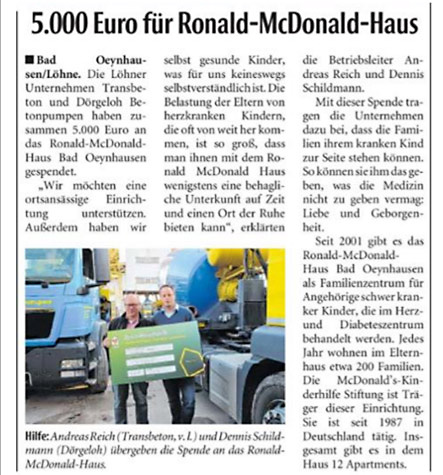 Betonlieferung für Bauvorhaben