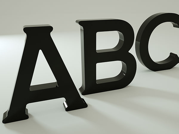 Stufige Buchstaben (abc)