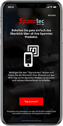 Spanntec Service App auf dem Smartphone