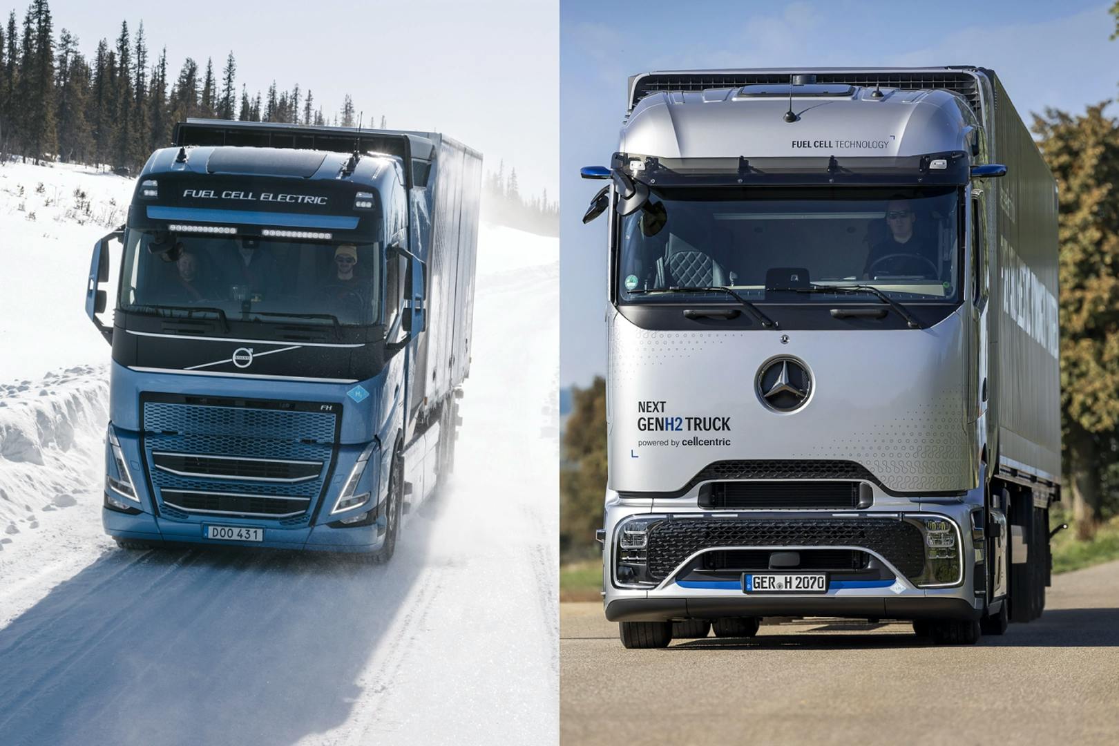 Wasserstoff-Brennstoffzellen-Lkw der Gesellschafter Volvo und Mercedes-Benz
