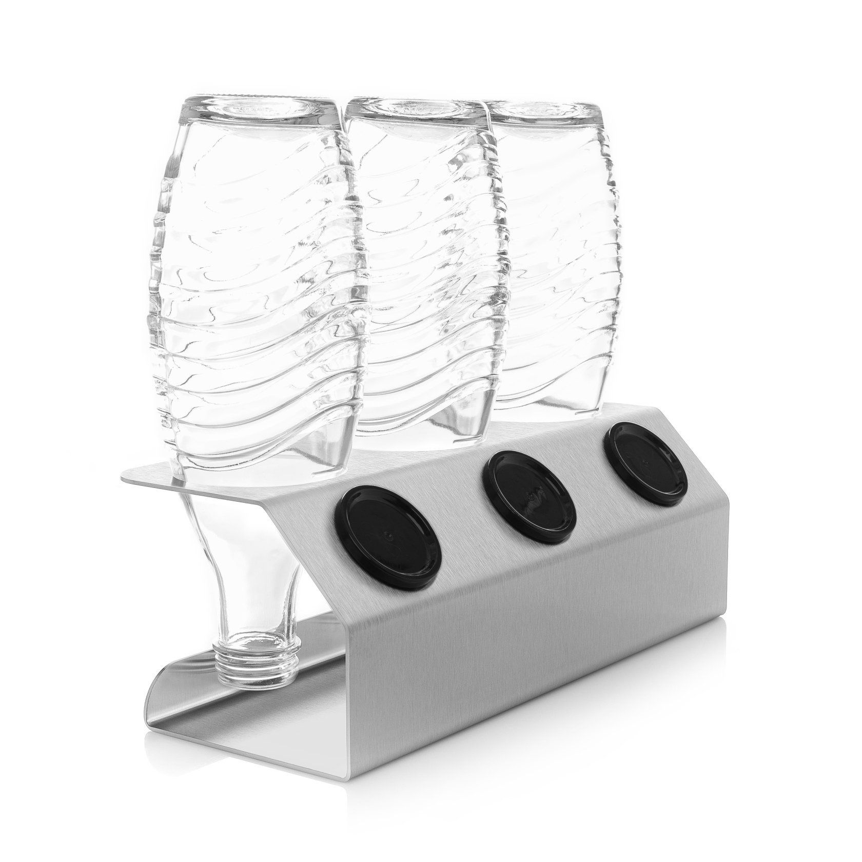 3er Abtropfhalter mit Abtropfgestell für SodaStream-Glasflaschen