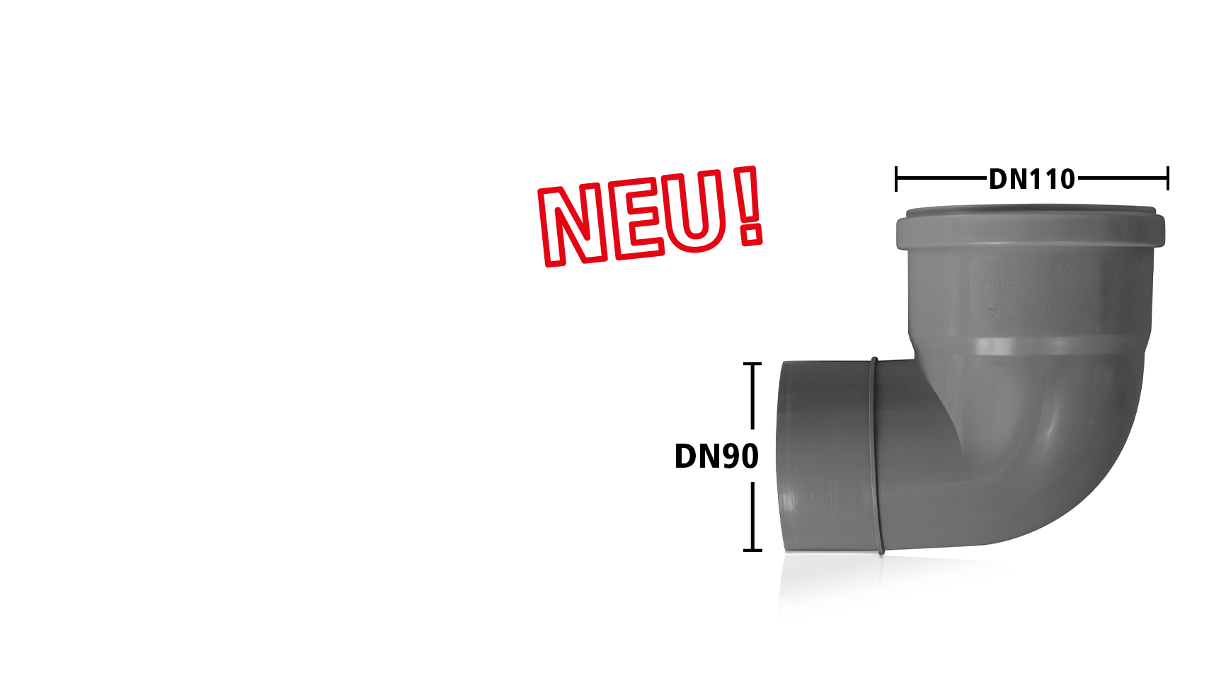 Winkel-Reduzieradapter DN110/90