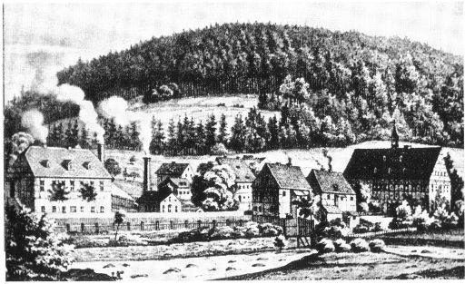 Auerhammer 1855 – historische Ansicht des Standorts