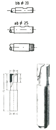 Schaftfräser, Hartmetall-bestückt, Zentrumsschnitt (F 108 z)