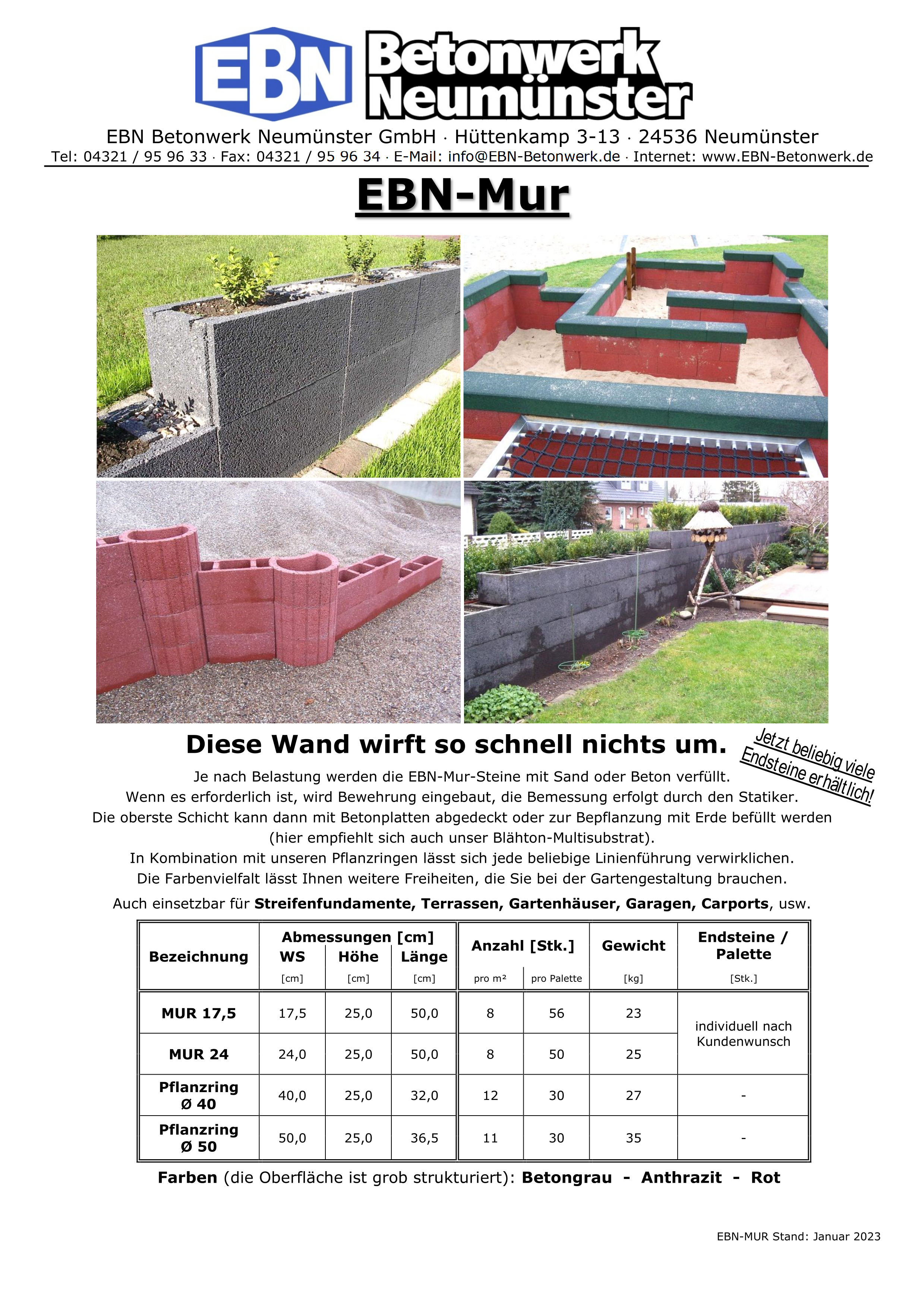 Die EBN-Mur Gartensteine
