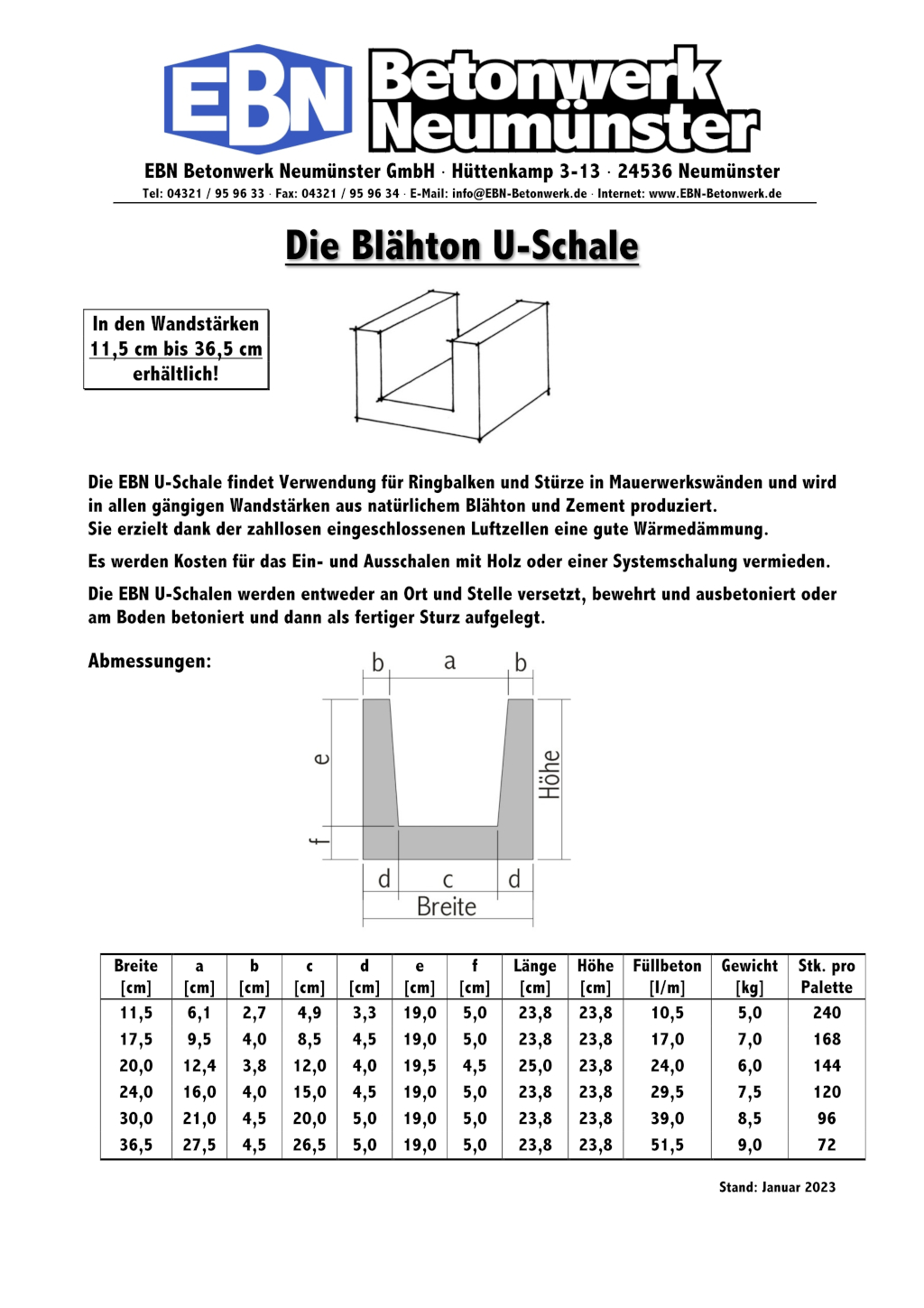 Die Blähton-U-Schale