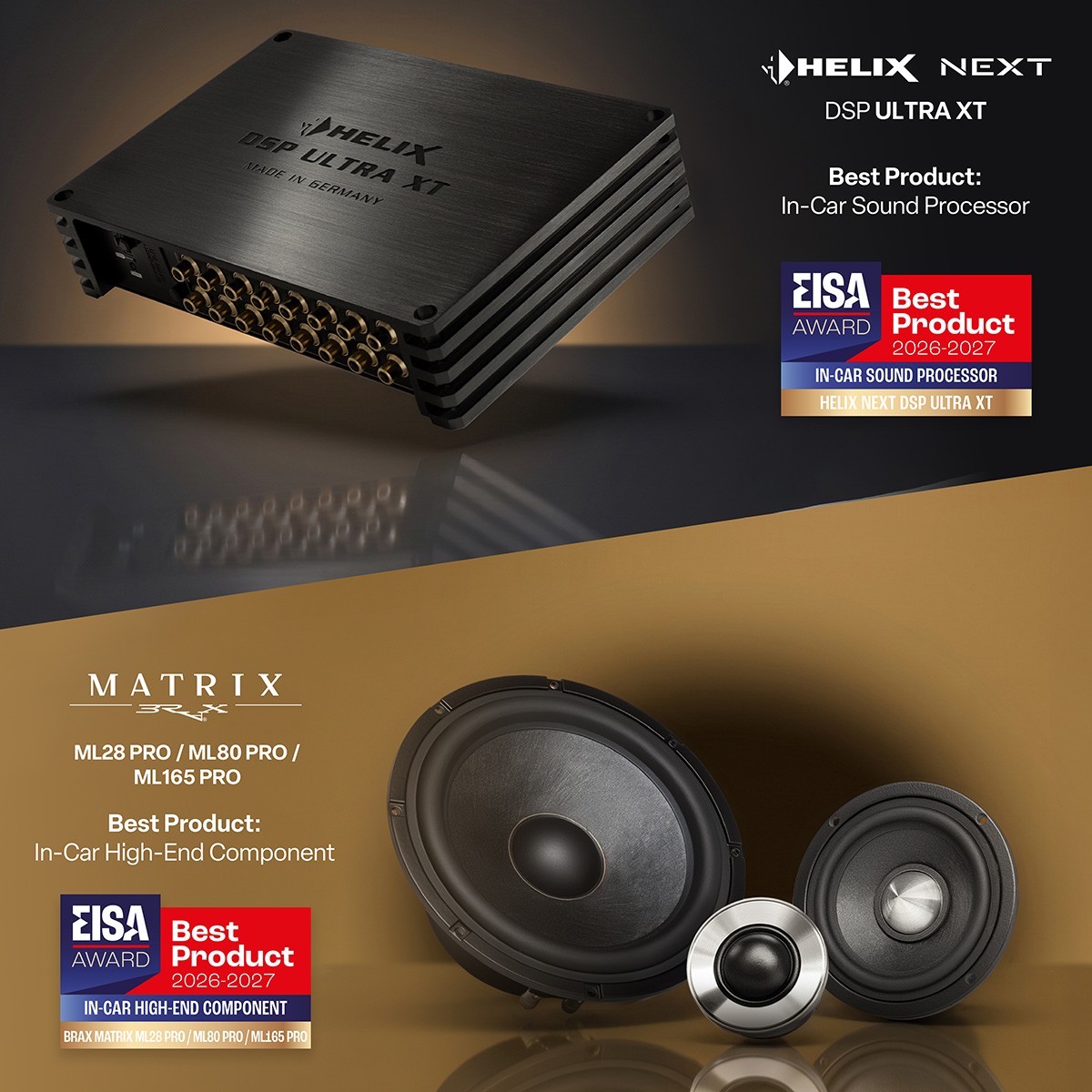 Doppelter EISA Award 2026-2027: HELIX NEXT DSP ULTRA XT & BRAX MATRIX PRO