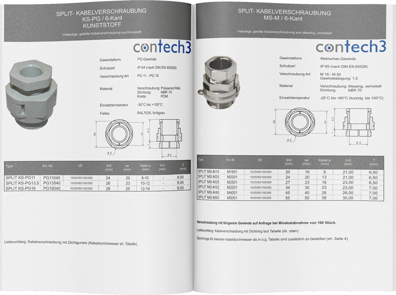 Produktkatalog teilbare Kabelverschraubungen