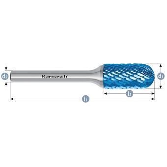 Hartmetall-Frässtift, Blue-Tec-beschichtet