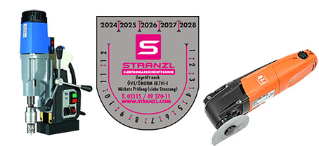 Elektrowerkzeug mit Prüfplakette