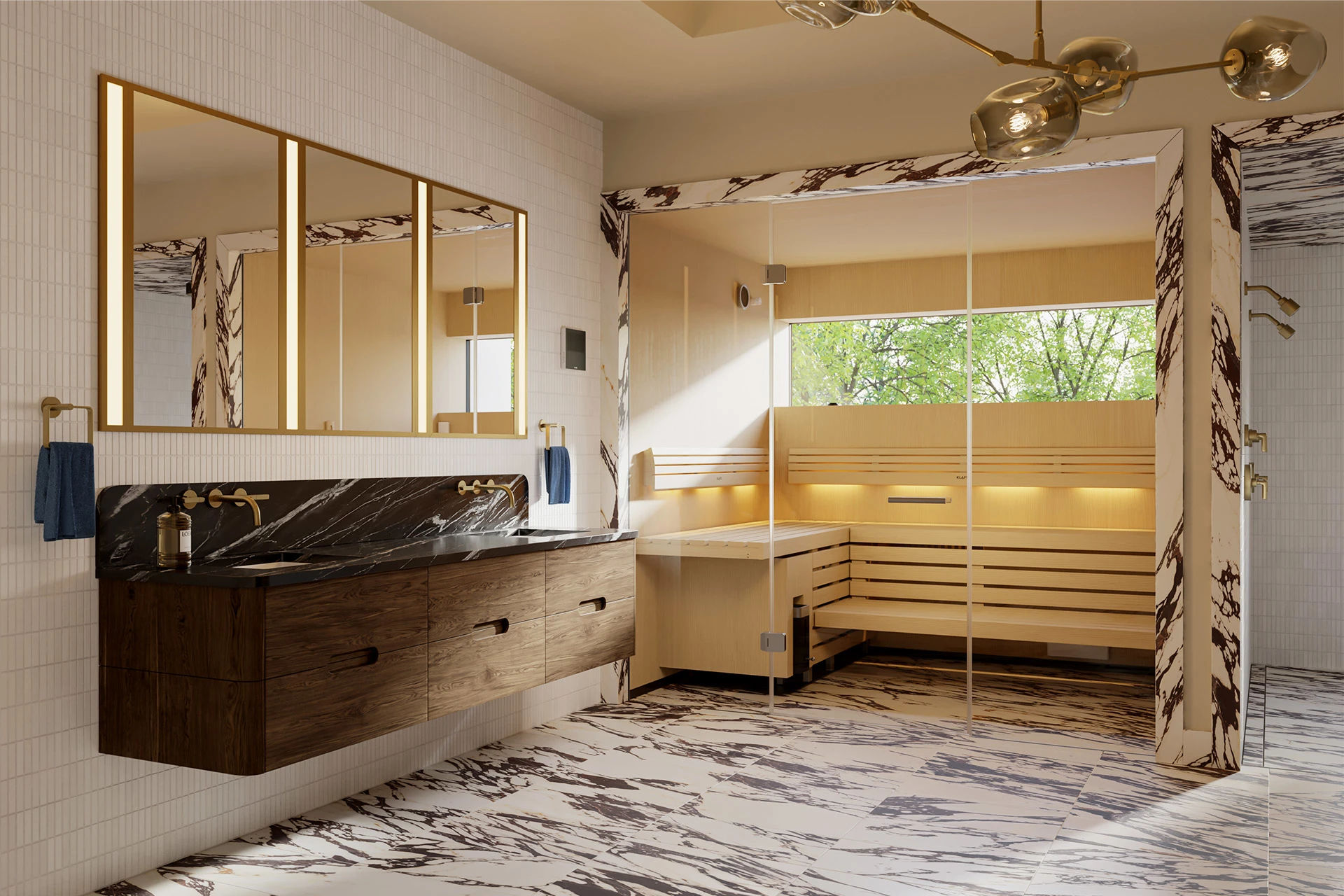Individuelle Glasfront-Sauna im Bad