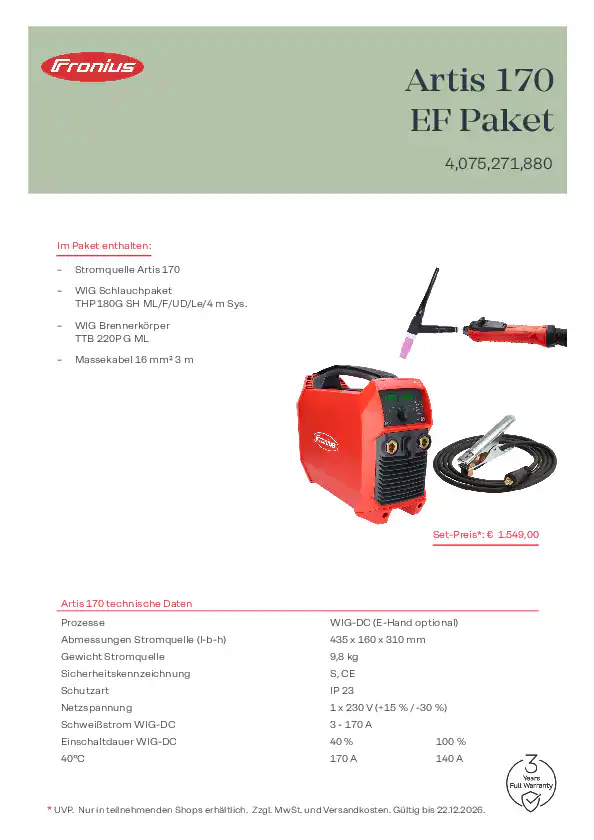 Fronius Artis 170 EF