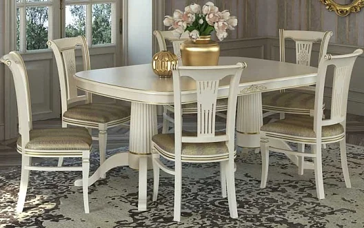 Esstischgruppe Colosseo Beige Massivholz