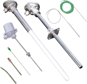 Thermocouples type K, N, J, S with metal protection tube and thermocouple wire or ceramic