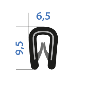 Kantenschutzprofil mit Metalleinlage, Klemmbereich 1–2 mm