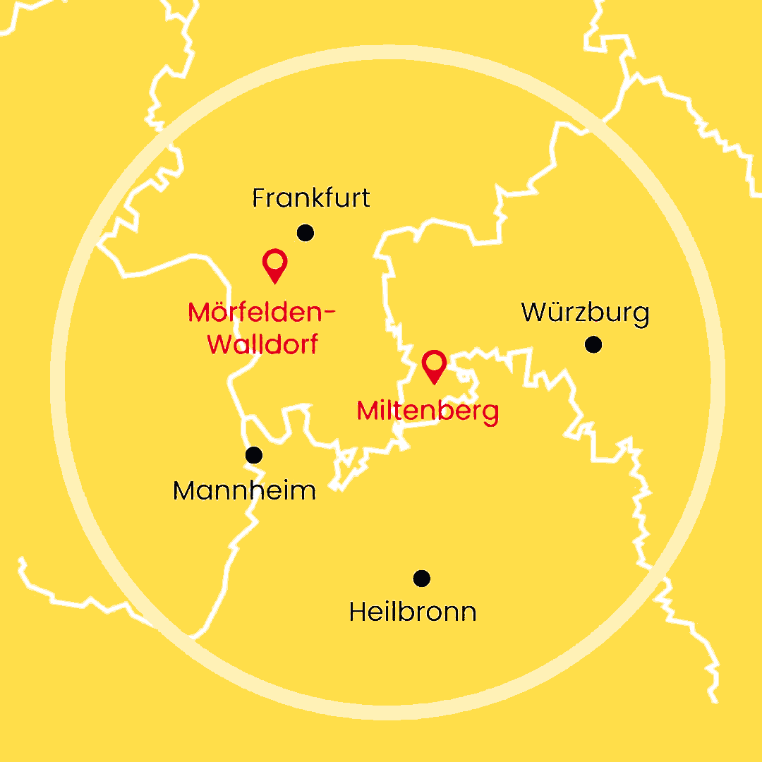 Einsatzgebiet im Großraum Hessen, Bayern und Baden-Württemberg