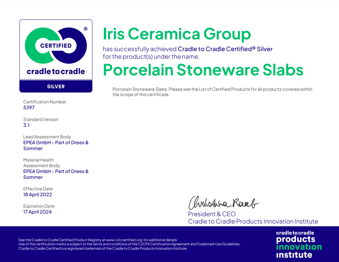 Cradle to Cradle-Zertifikat Silber, Iris Ceramica Group