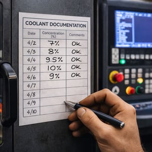 KSS-Dokumentation auf Papier an der CNC-Maschine