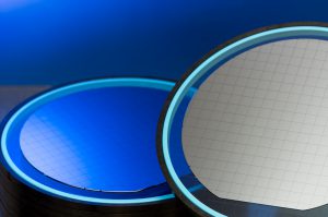 Processed Si wafers on dicing tape