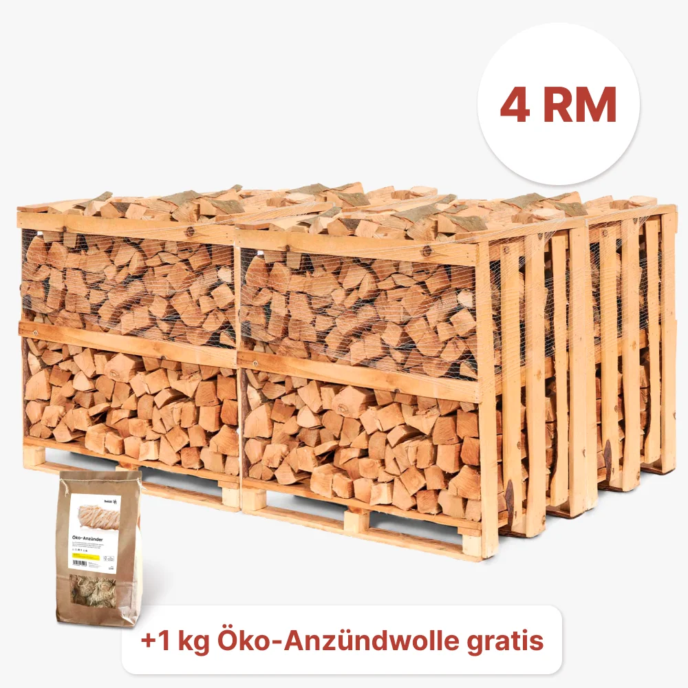 Kammergetrocknete Holzscheite, 4-RM-Paket
