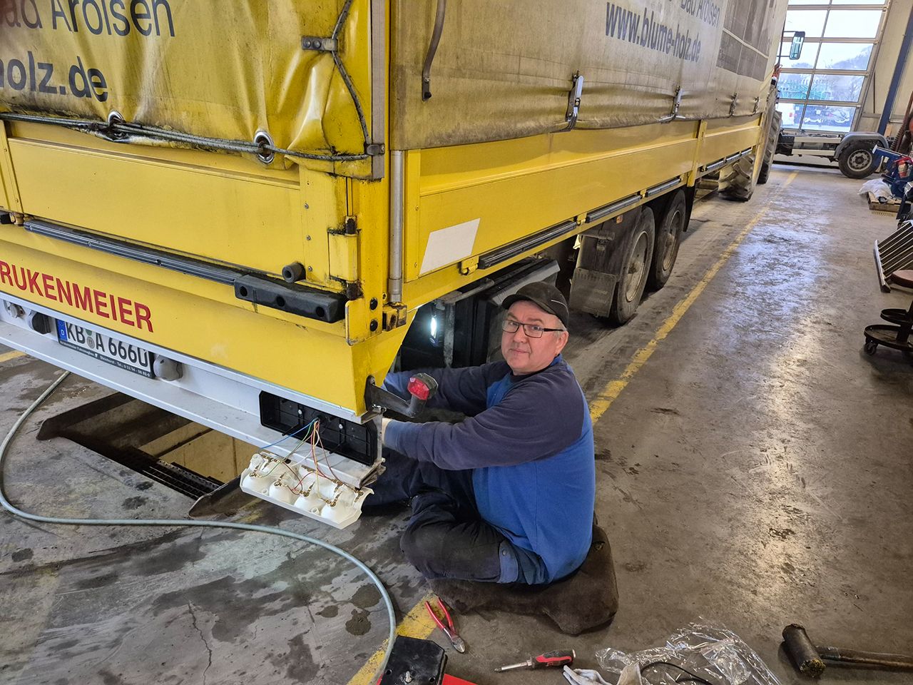 Repair work on a truck