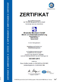 TÜV-Zertifikat ISO 9001:2015