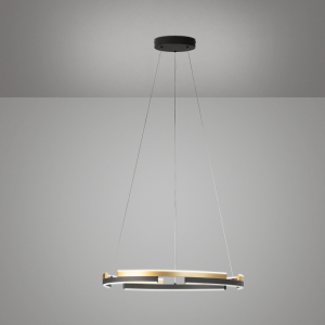 Pendelleuchte Circly, sandschwarz-goldfarben, D 60 cm