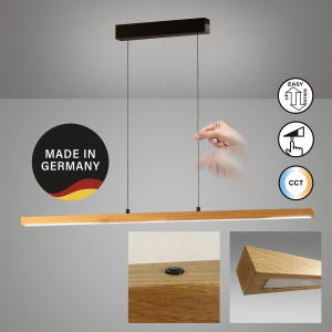Pendelleuchte SHINE-WOOD, geölte Eiche, L 141 cm