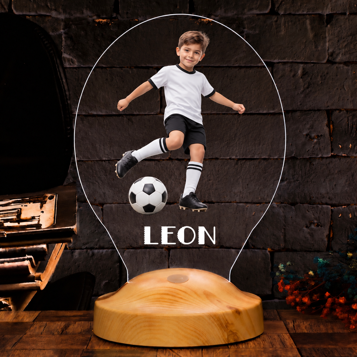 Personalisierte Fußballkind-Lampe