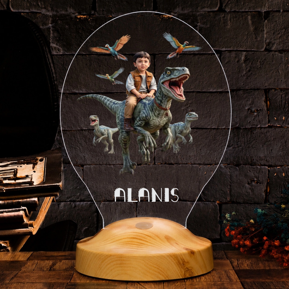 Personalisierte KI LED Lampe (T-Rex)