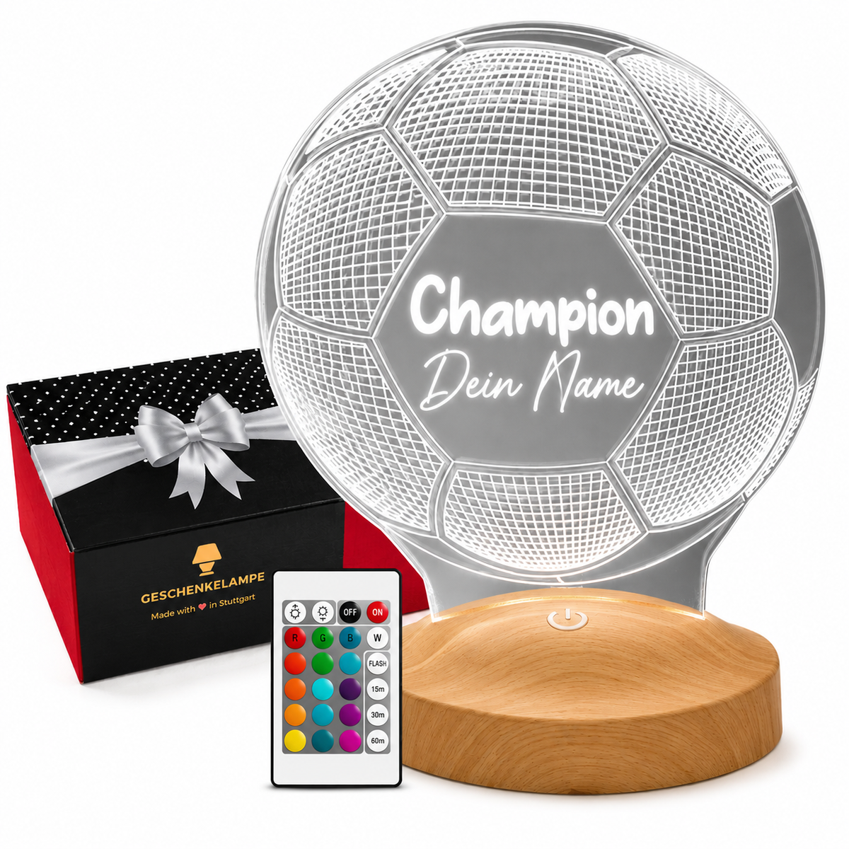 Fußball Lampe mit Wunschtext