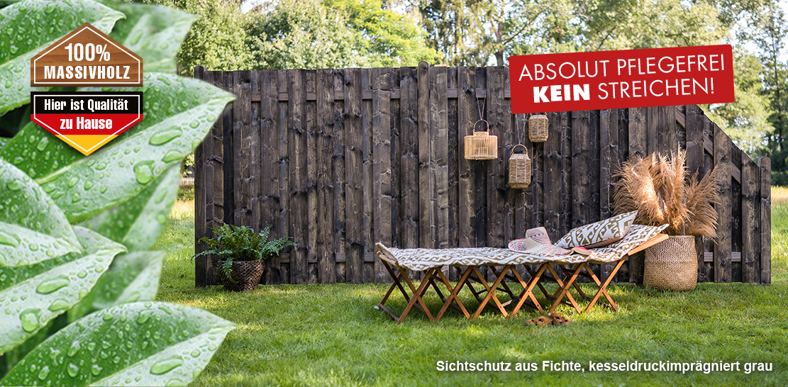 Sichtschutz aus Fichte, kesseldruckimprägniert grau
