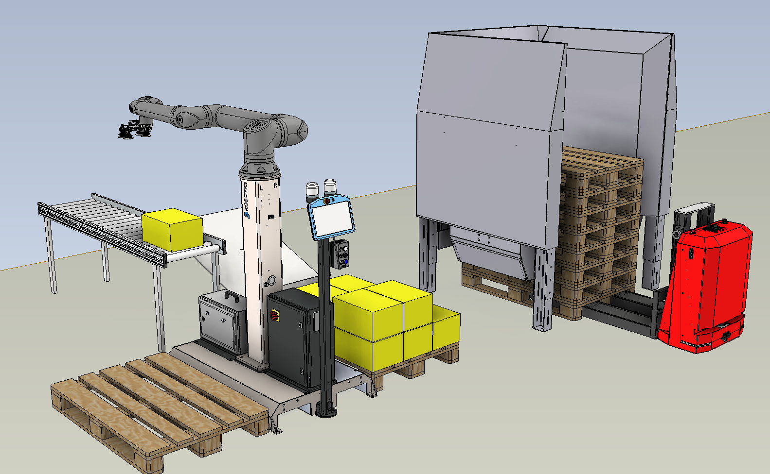 Projektvisualisierung Palettierung und Materialfluss